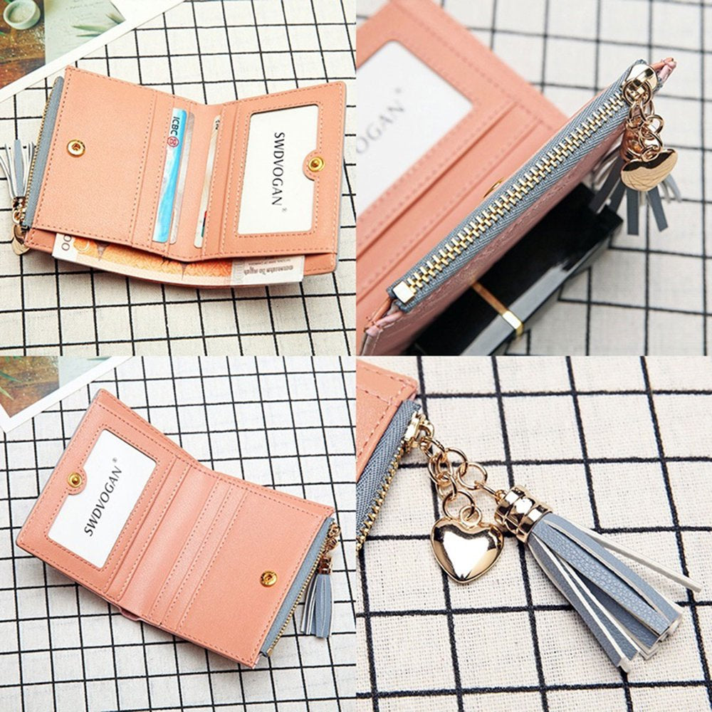 Chic Gray PU Leather Women's Wallet: Stylish Zipper Clutch & Card Holder!